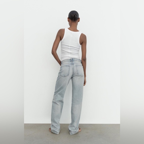 Zara- TRF LOW RISE STRAIGHT CUT JEANS - Picture 2 of 8